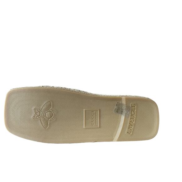 GUCCI Interlocking G Leather Cut Out Espadrille Sandals White Size 39.5 NEW - Picture 11 of 15